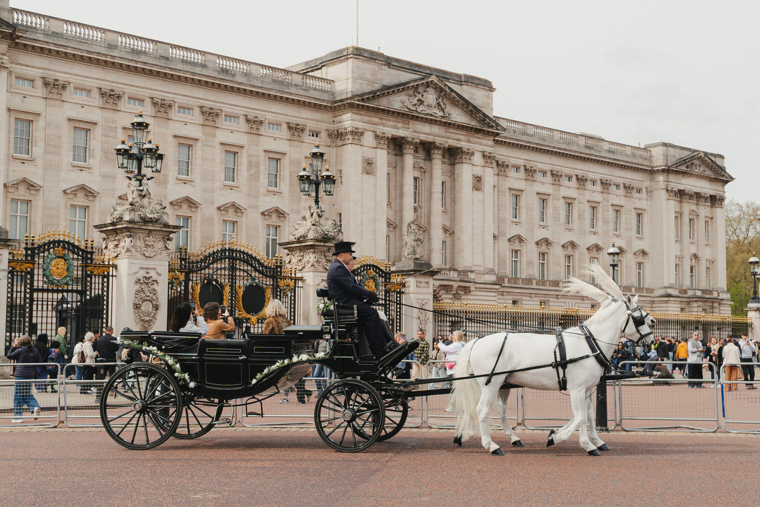 Horse carriage outside Buckingham Palace Taj St James Court London luxury hotel activation experience